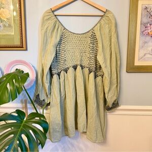 Free People Tunic Top Medium Boho Festival Renfaire Sage Green Romantic Fairy